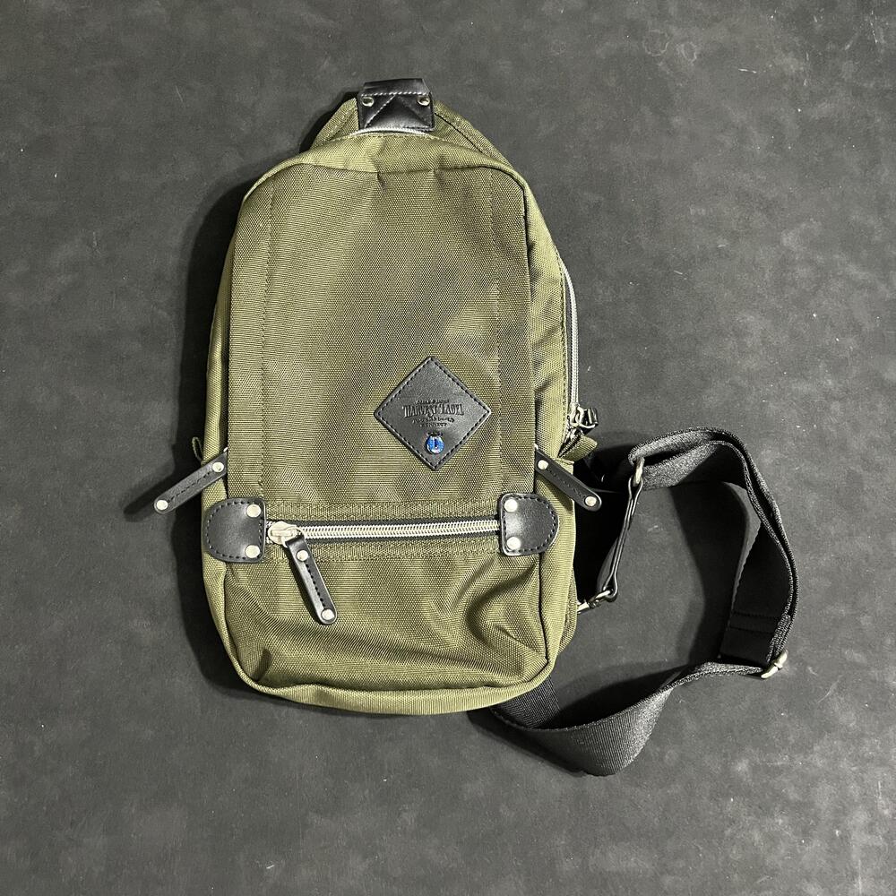 Harvest Label Crossbody Bag Small Green Nylon Leather Travel Sling Japan Urban